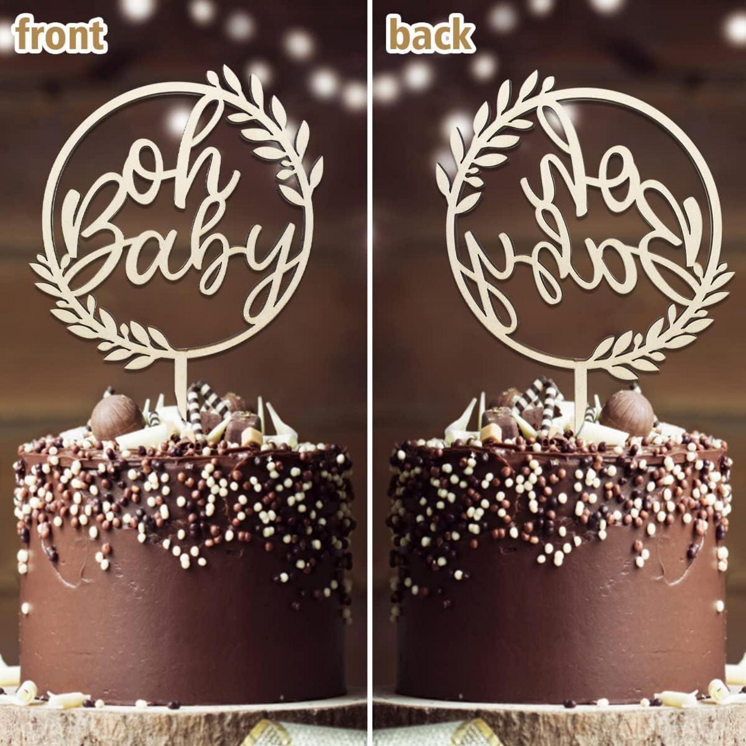 Oh Baby Holz Kuchen Topper Babyparty Gender Reveal Tortendeko
