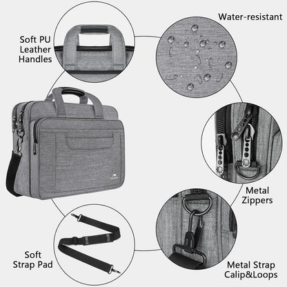Laptoptasche 15,6 Zoll Business Aktentasche Herren Grau