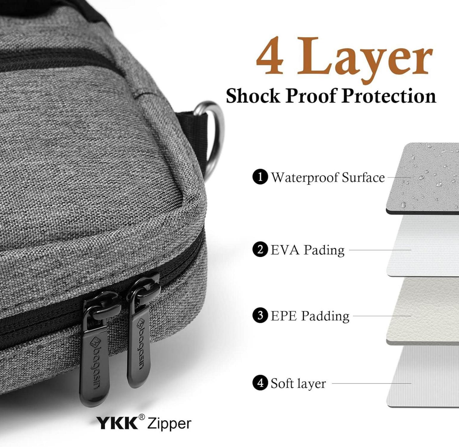 Bagasin Laptoptasche 17,3 Zoll Wasserdichte Aktentasche Grau