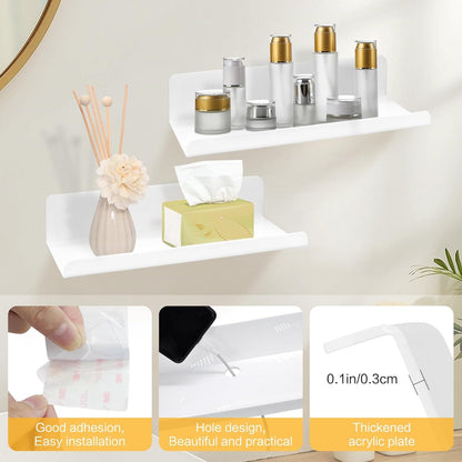 Wandregal Set Ohne Bohren Weiß 30cm Schweberegal Acryl Badezimmer