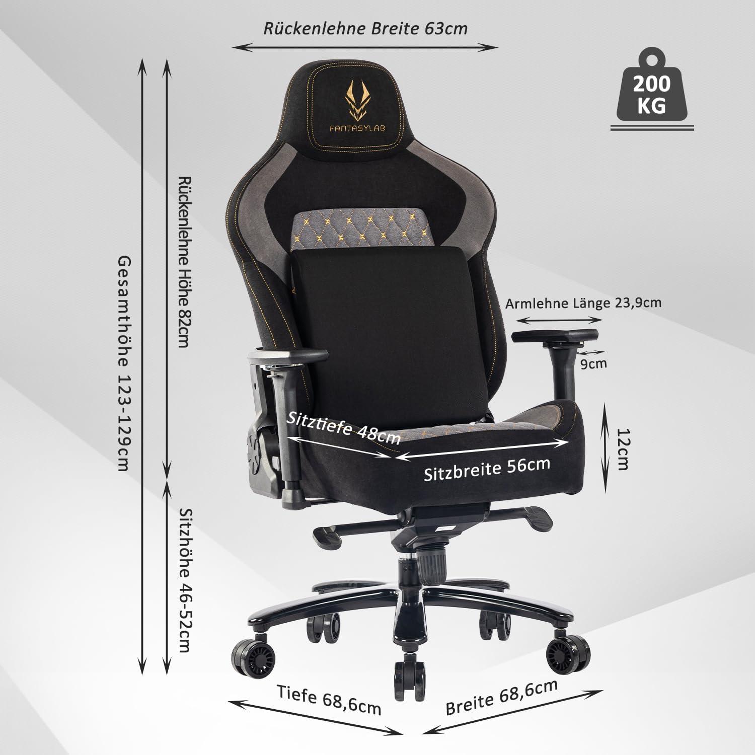 Ergonomischer Gaming Stuhl 200kg Belastbarkeit Memory-Schaum