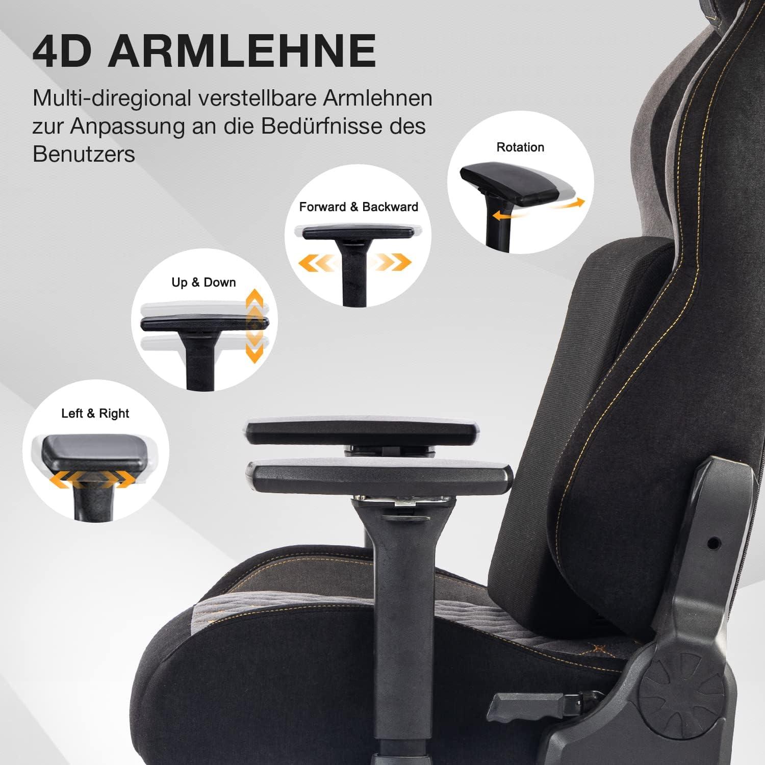 Ergonomischer Gaming Stuhl 200kg Belastbarkeit Lendenwirbelstütze