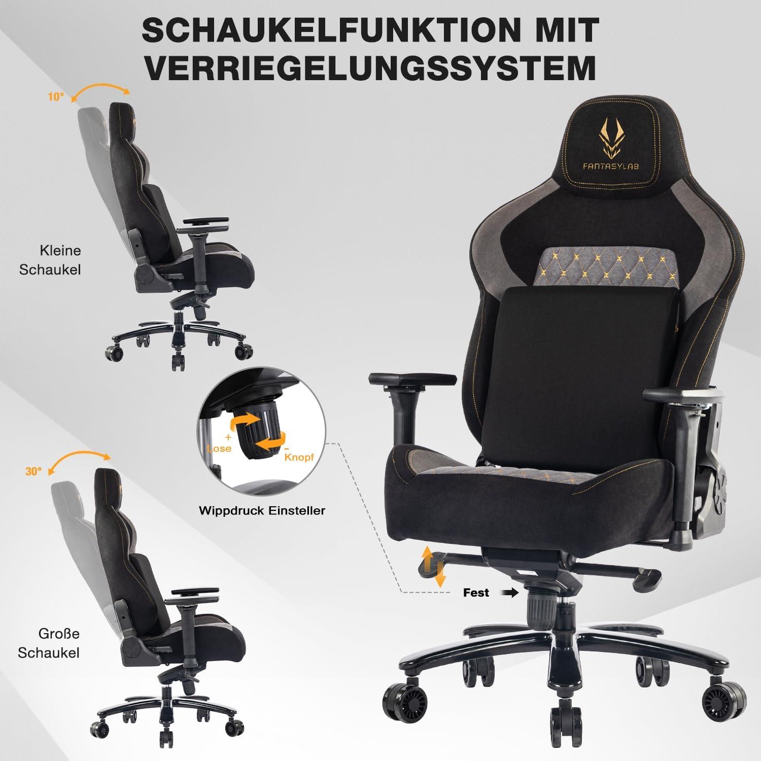 Ergonomischer Gaming Stuhl 200kg Belastbarkeit Lendenwirbelstütze