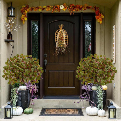 6er Set Künstliche Eukalyptus Zweige 73cm Herbst Deko Orange Grün Gelb