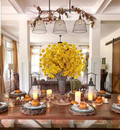 6er Set Künstliche Eukalyptus Zweige Herbstdeko Gold Blätter Hochzeit