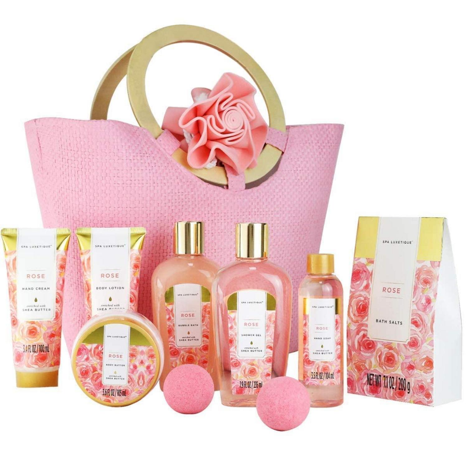 SPA LUXETIQUE Bade Geschenkset 10tlg Rosenduft Frauen Handtasche