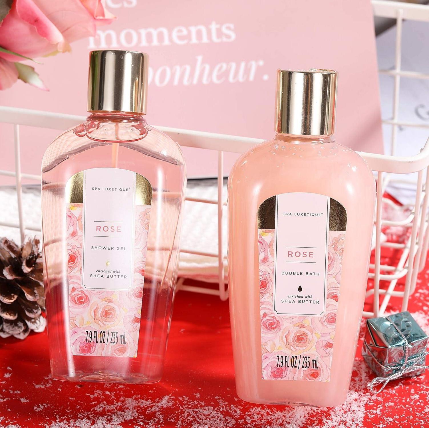 SPA LUXETIQUE Damen Bade Geschenkset - 10tlg Rosenduft Wellness Geschenke Frauen
