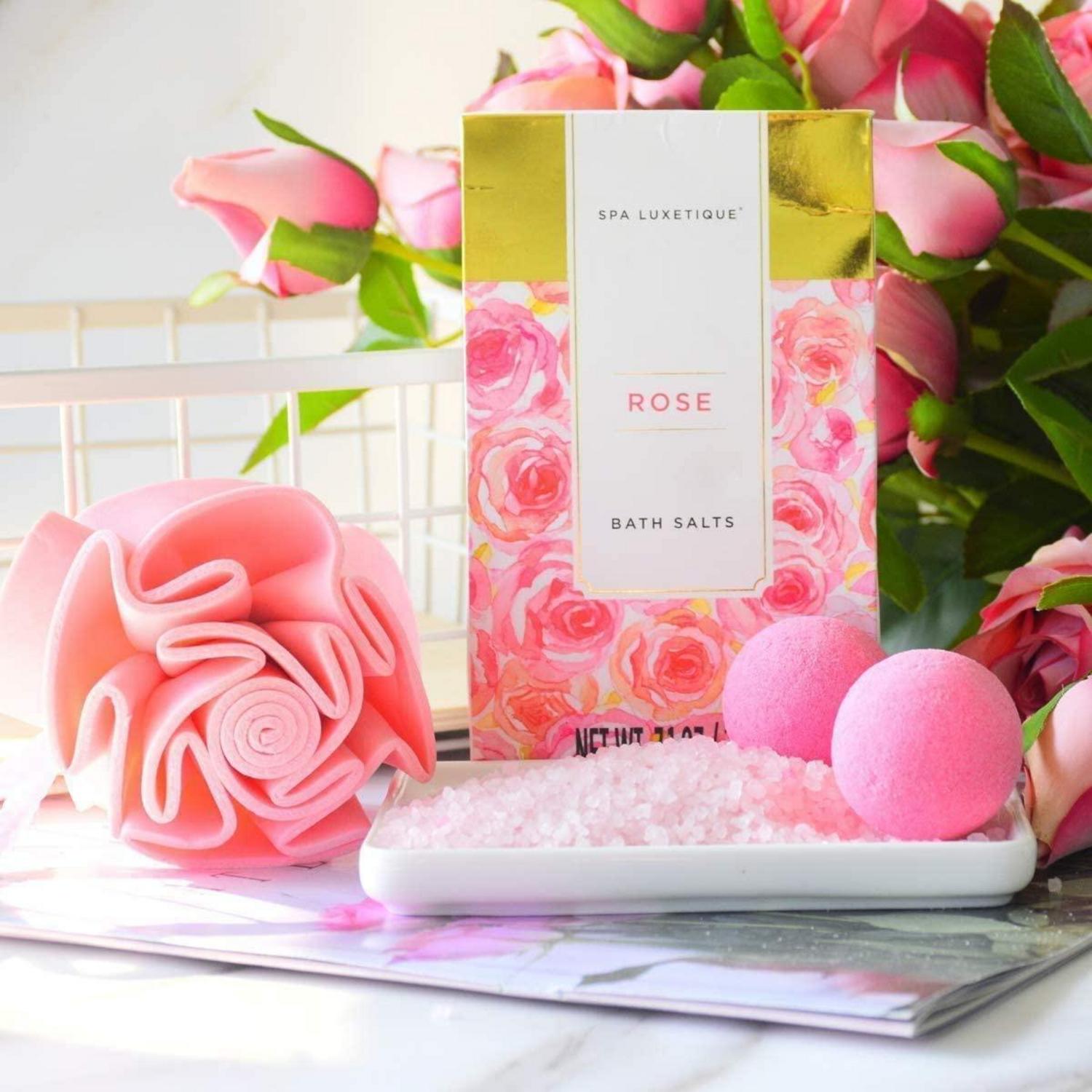 SPA LUXETIQUE Damen Geschenkset Rosenduft mit Handtasche 10tlg