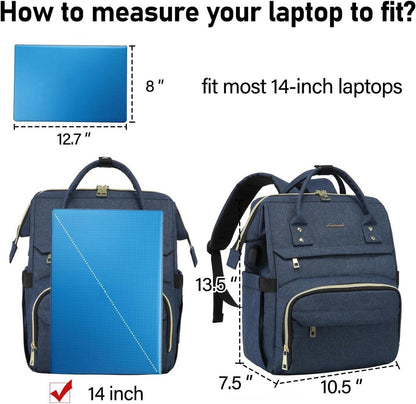 Kleiner Damen Laptoprucksack Wasserdicht 14 Zoll Blau