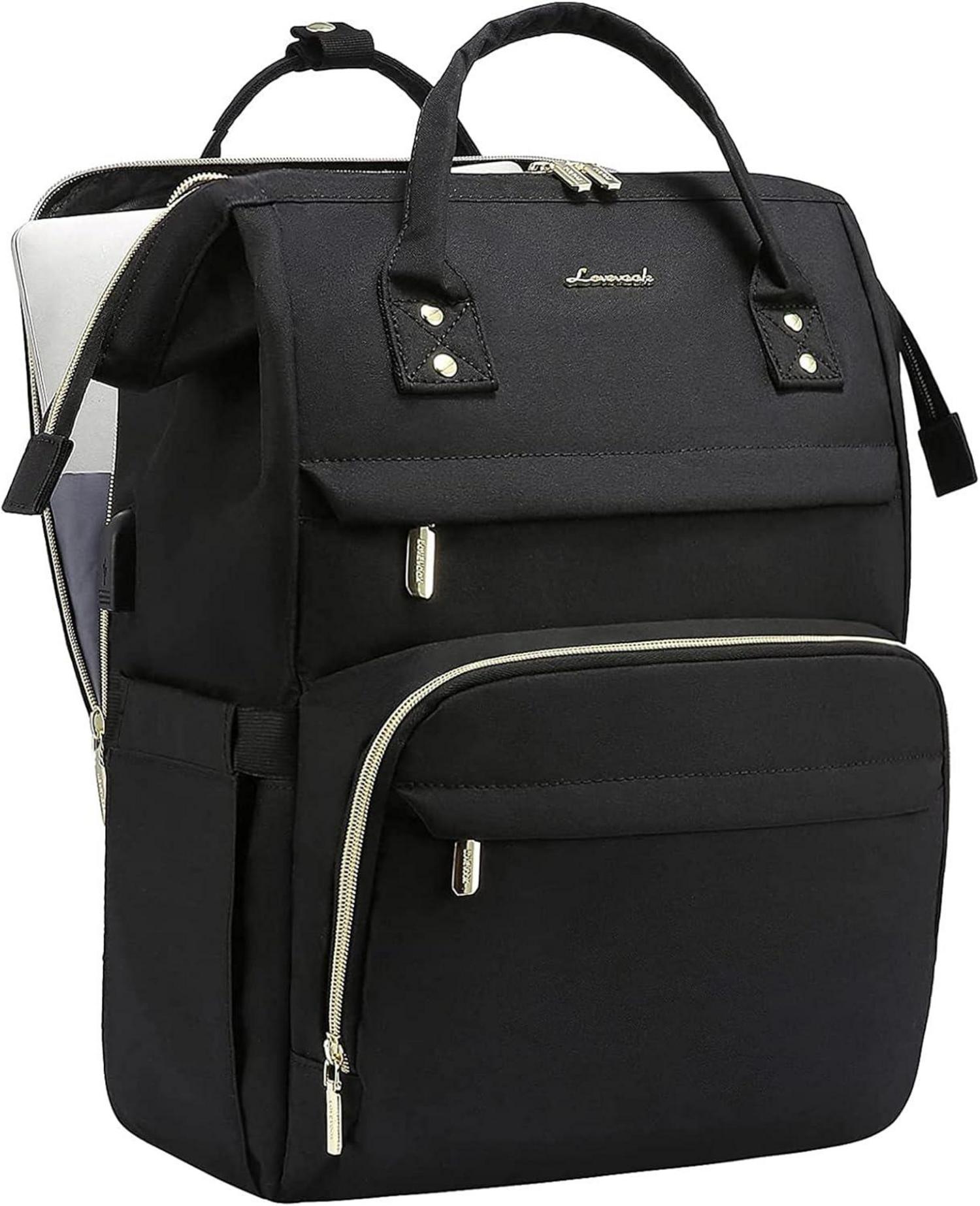 Wasserdichter Laptoprucksack mit USB-Anschluss, Schwarz