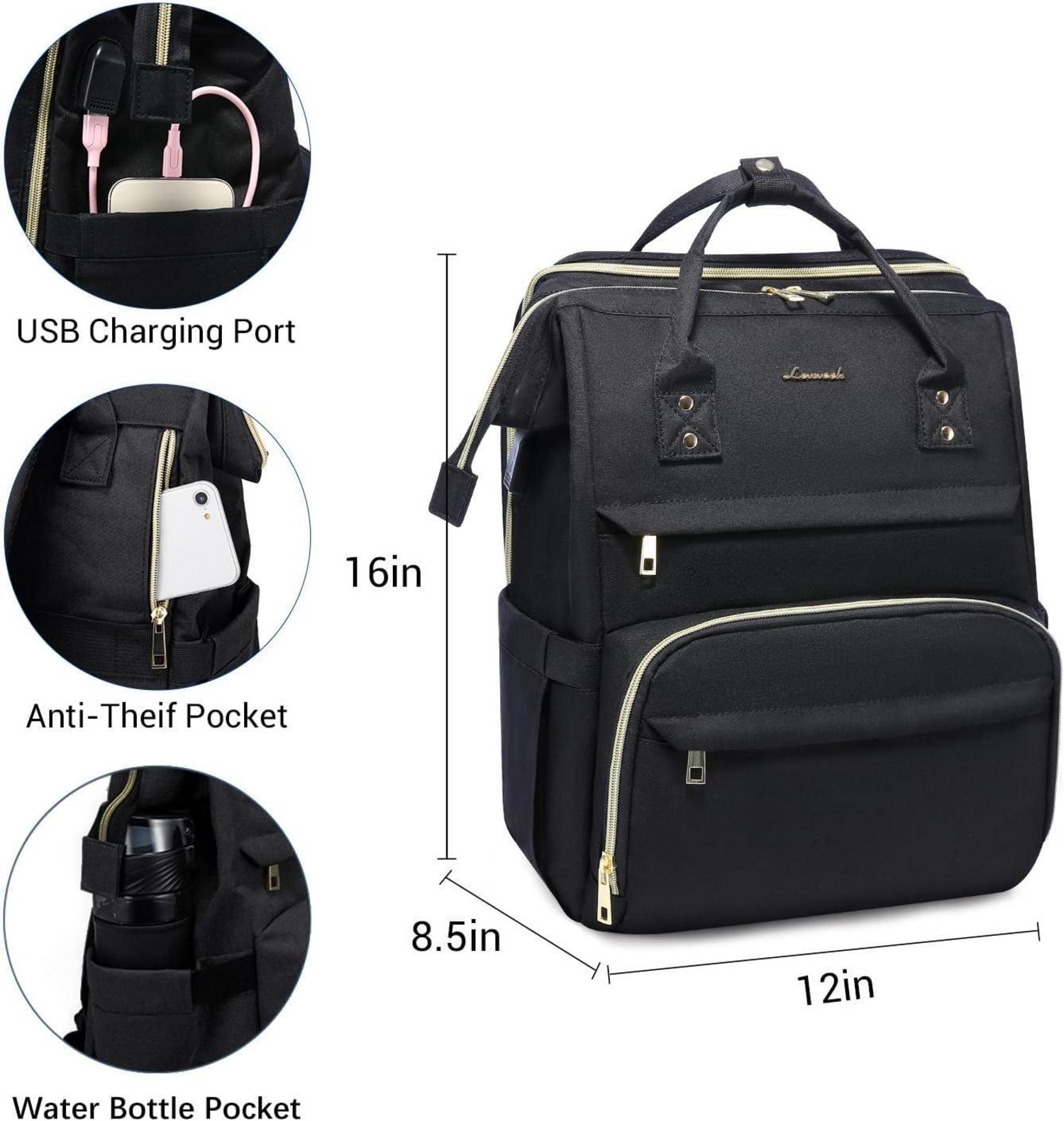 Wasserdichter Laptoprucksack mit USB-Anschluss, Schwarz
