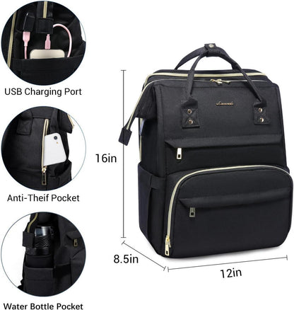 Wasserdichter Laptoprucksack mit USB-Anschluss, Schwarz