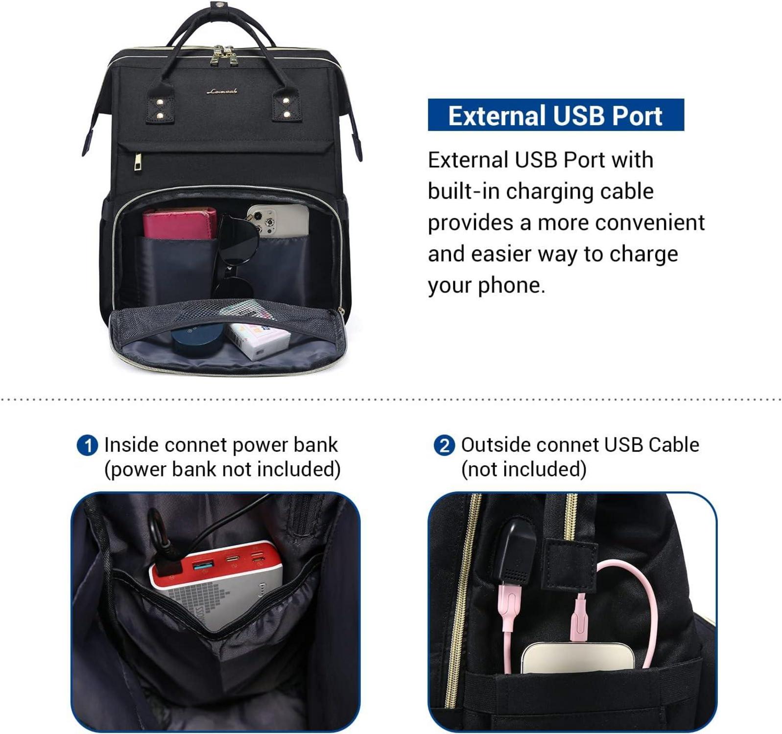 LOVEVOOK Damen Laptoprucksack 15,6 Zoll USB Schwarz