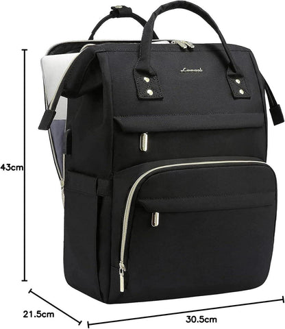 Damen Laptoprucksack 15,6 Zoll Wasserfest USB Ladeanschluss Schwarz