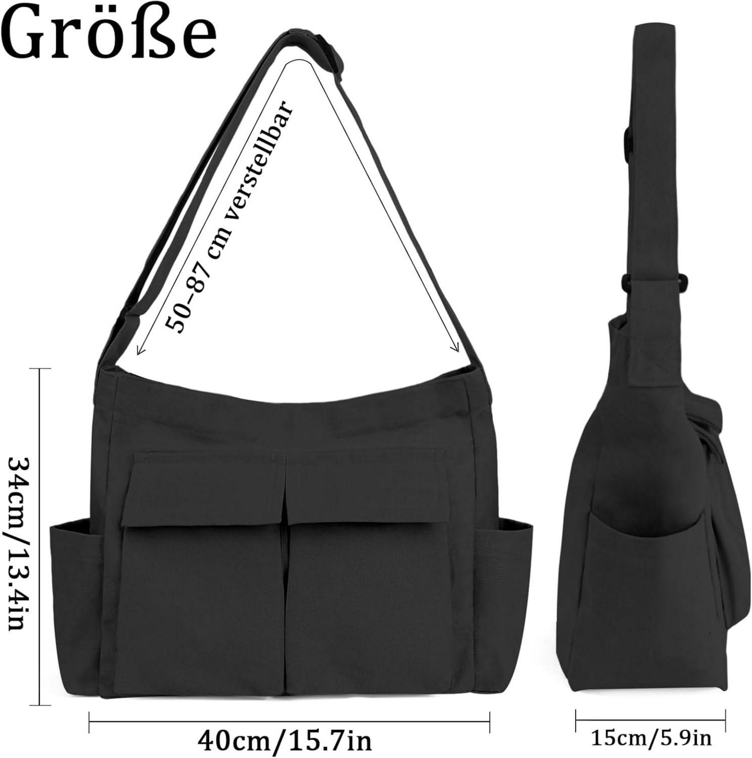 TIAASTAP Leinen Canvas Kuriertasche Vintage Messenger Bag Studenten