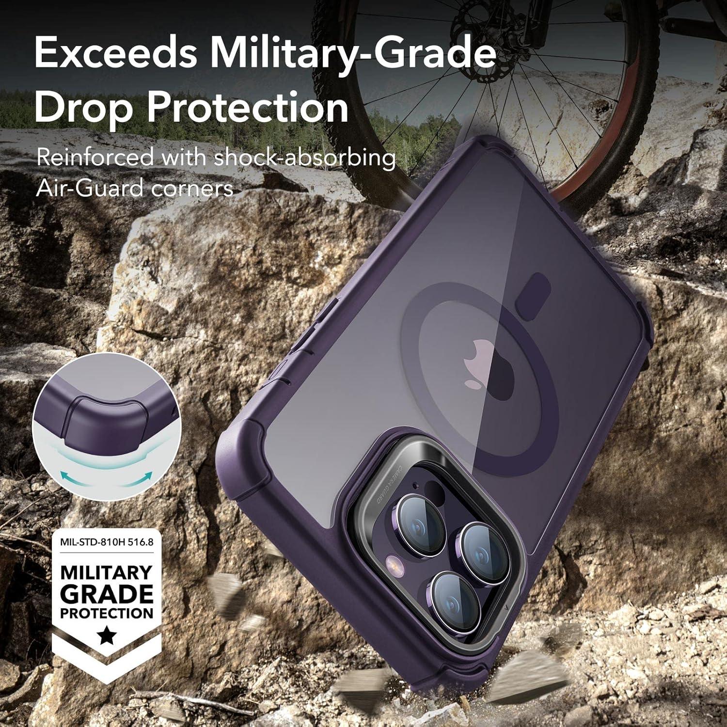ESR iPhone 14 Pro Max Schutzhülle MagSafe Militär Magnet Stoßfest Klar Lila