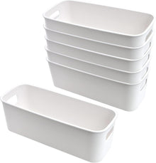 Aufbewahrungsbox 6er Set Kunststoff Weiß 30 cm Organizer Körbe für