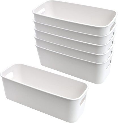 Aufbewahrungsbox 6er Set Kunststoff Weiß 30 cm Organizer Körbe für