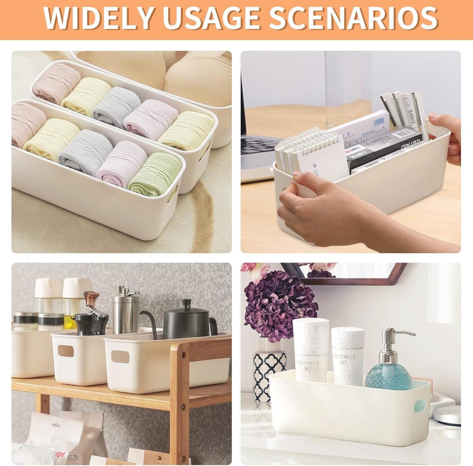 Aufbewahrungsbox Kunststoff Weiß 30cm 6er Set Organizer Körbe für