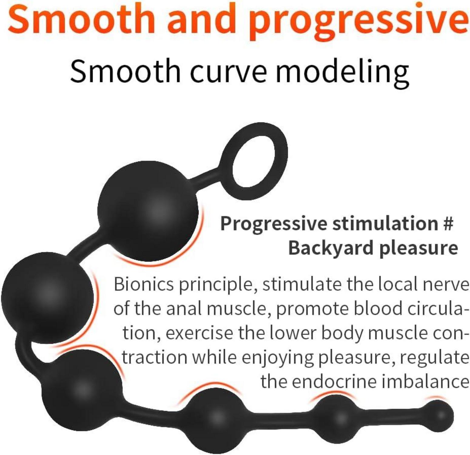 Silikon Analkugeln 56 cm Biegsam Hautfreundlich Anal Kette 6 Kugeln