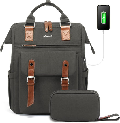 15,6 Zoll LOVEVOOK Schulrucksack Mädchen USB Wasserdicht Grau