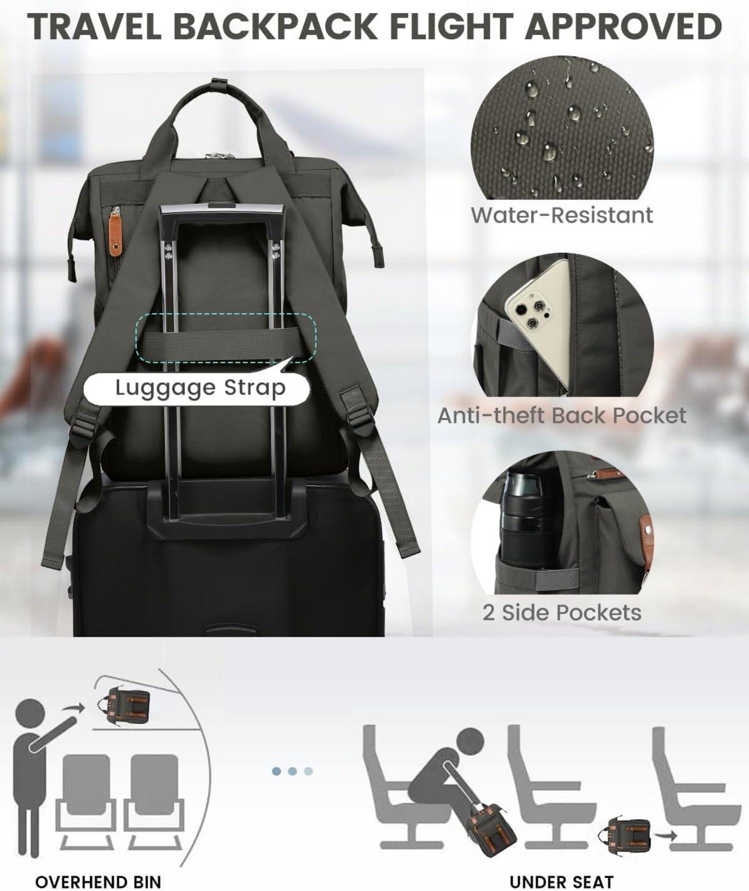 LOVEVOOK Damen Rucksack 15,6 Zoll USB Ladeanschluss Wasserdicht Blau