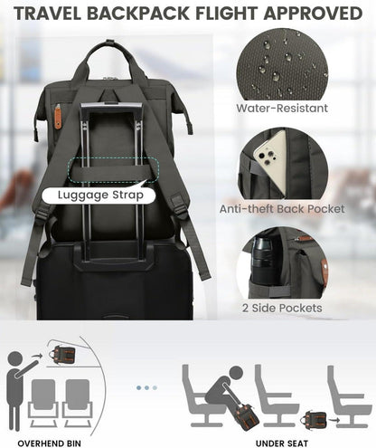 LOVEVOOK Damen Rucksack 15,6 Zoll USB Ladeanschluss Wasserdicht Blau