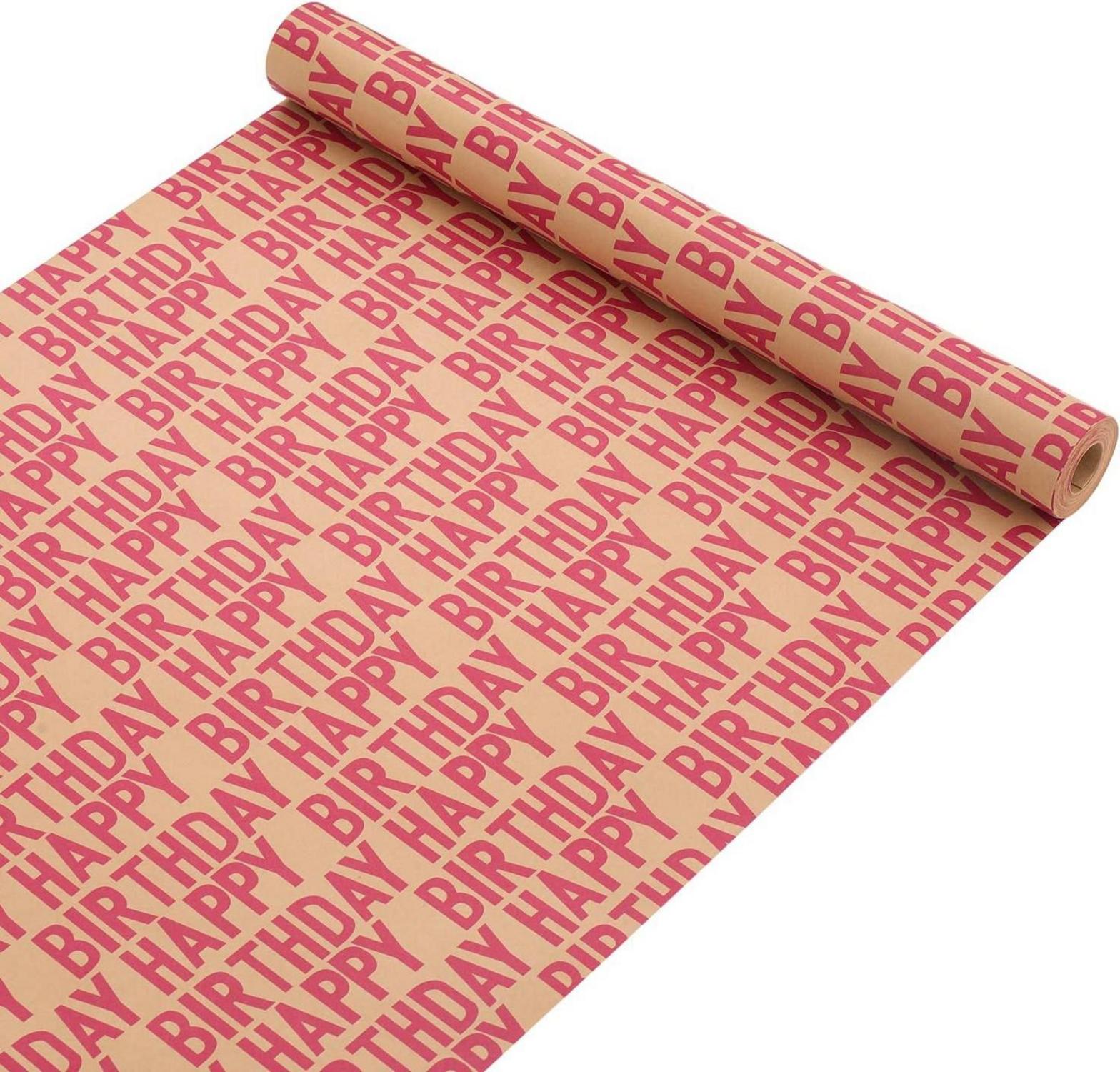 Rotes Happy Birthday Geschenkpapier Set aus Kraftpapier