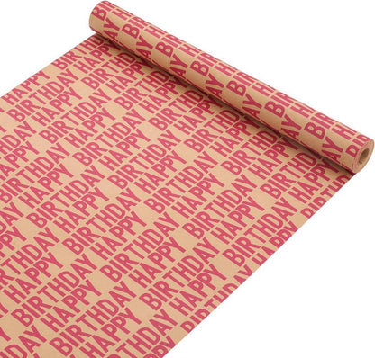 Rotes Happy Birthday Geschenkpapier Set aus Kraftpapier