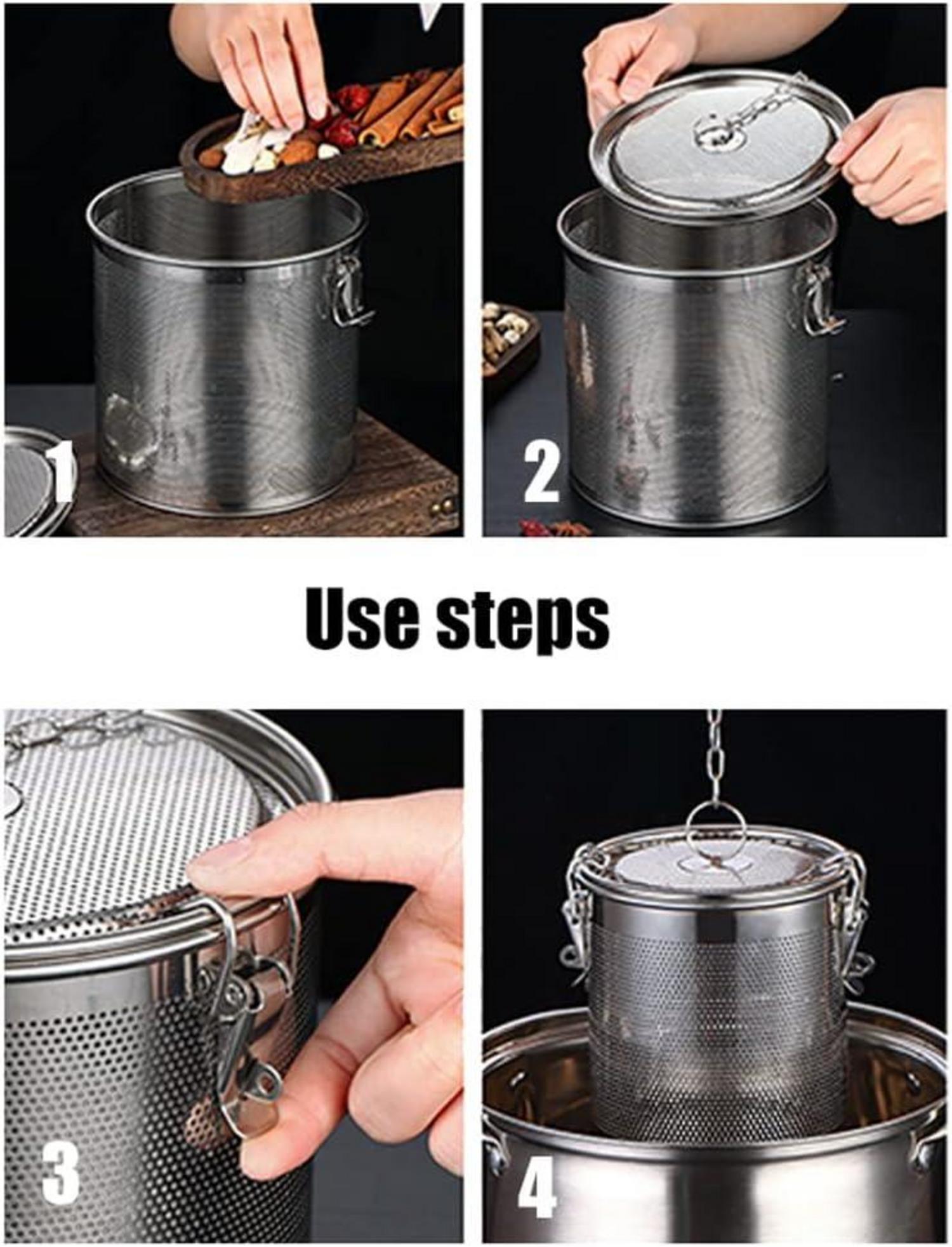 Edelstahl Teefilter-Kugelfilter mit Tragekette und Haken 304 - Für Tassen Teekannen (1 Stück