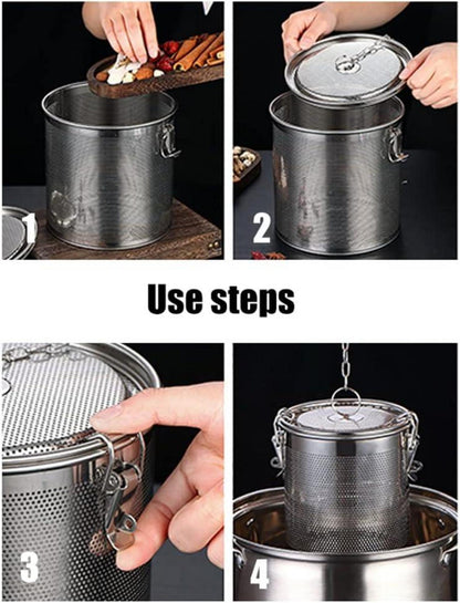 Edelstahl Teefilter-Kugelfilter mit Tragekette und Haken 304 - Für Tassen Teekannen (1 Stück