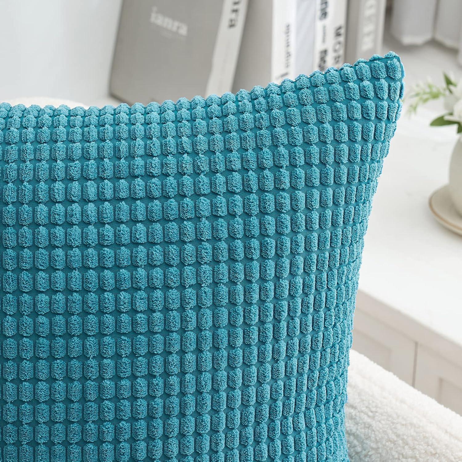MIULEE 2er Set Kordsamt Kissenbezug 40x40cm Blau Grün