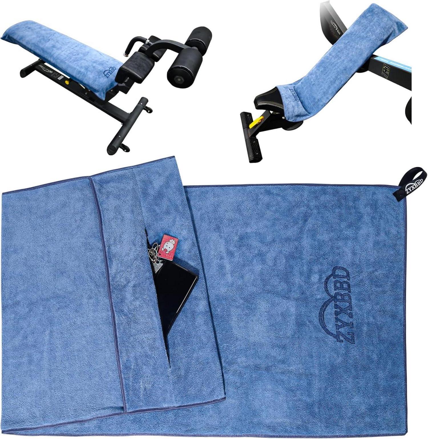 Fitness Handtuch Indigo Mikrofaser Sporthandtuch rutschfest 120x50cm