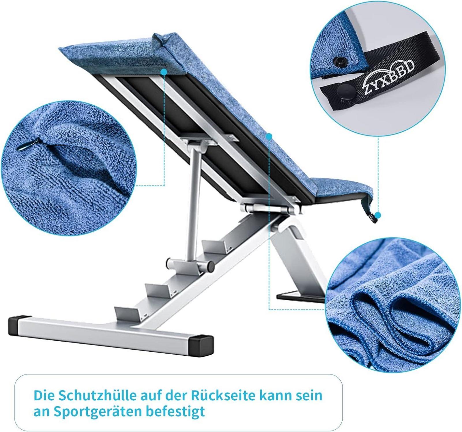 ZYXBBD Fitness Handtuch 120x50cm rutschfest mit Reißverschlusstasche und Anti-Rutsch-Manschette