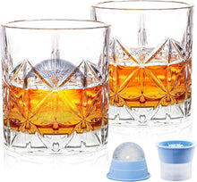 Whiskey Gläser Set | 2er Whiskyglas mit Eiskugelformen