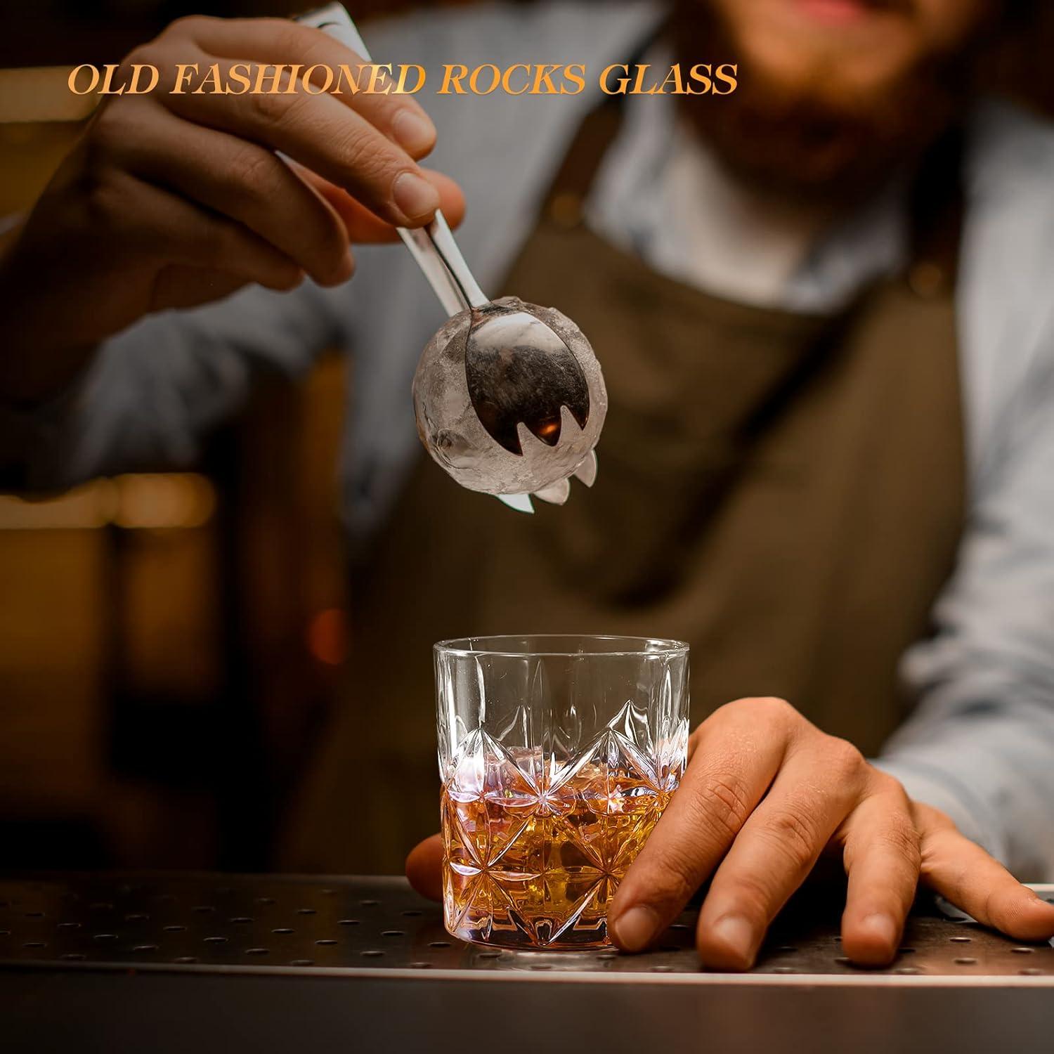 Whiskey Gläser Set 300ml Kristallglas 2er mit Eiskugelformen Old Fashioned