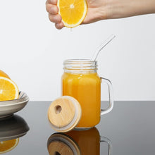 Cocktailgläser mit Henkel und Deckel Glasstrohalme 500ml 4x