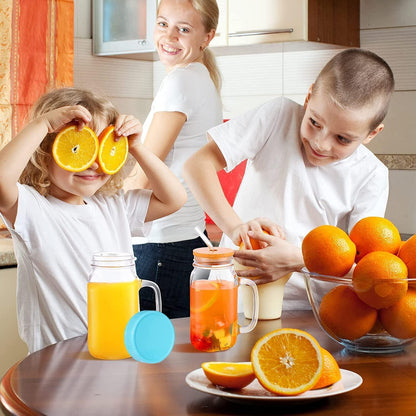 Cocktailgläser mit Henkel und Deckel Glasstrohalme 500ml 4x