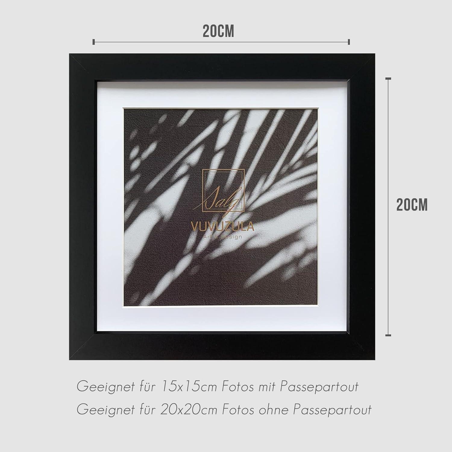 Bilderrahmen 20x20cm Schwarz Holz Fotorahmen MDF Rahmen Set