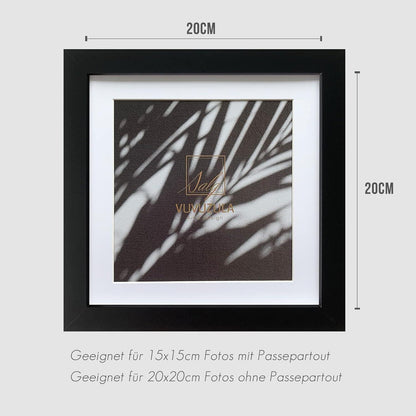 Bilderrahmen 20x20cm Schwarz Holz Fotorahmen MDF Rahmen Set