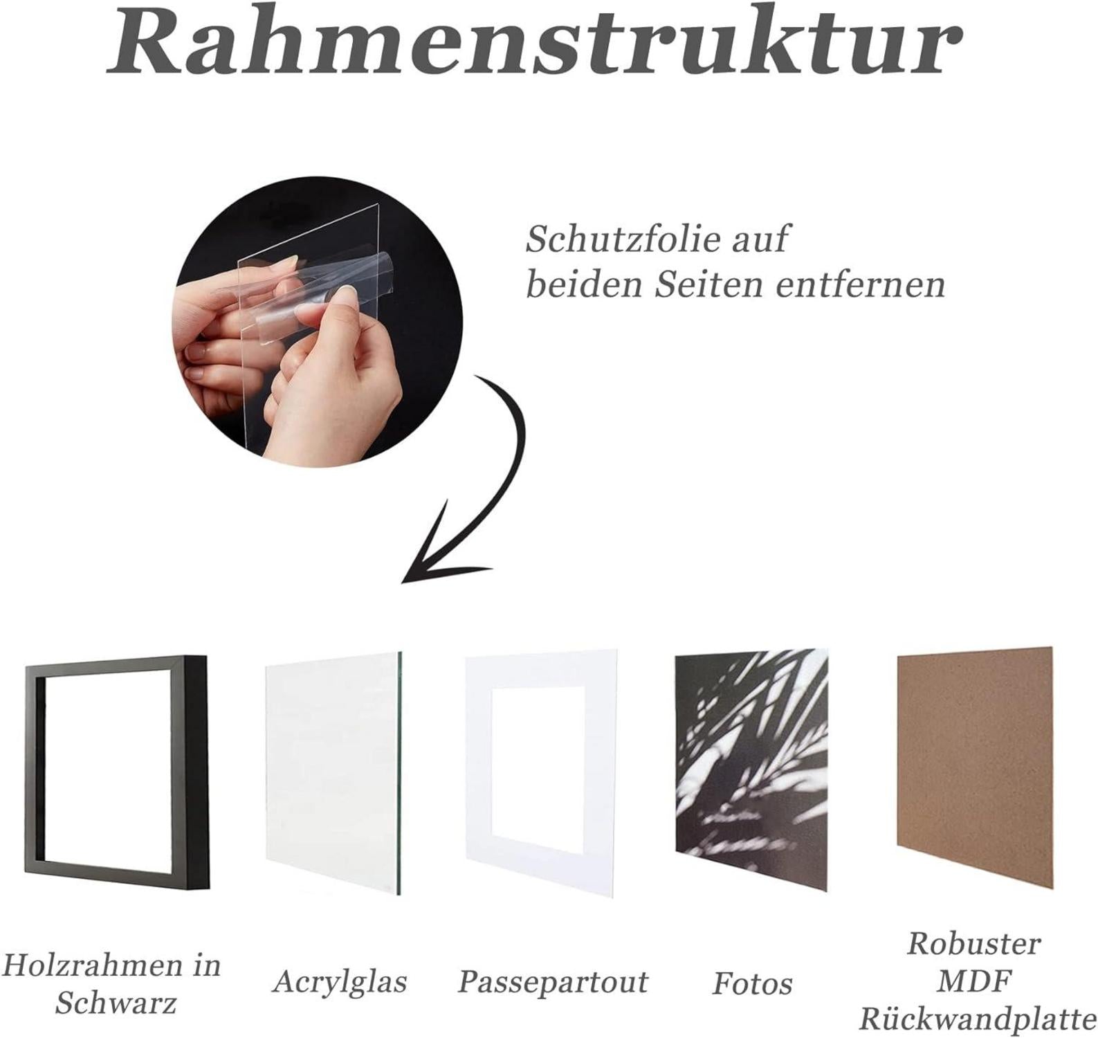 Schwarze Bilderrahmen 20x20cm Holz Fotorahmen 3er Set