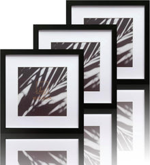 Bilderrahmen Schwarz Holz 30x30cm Fotorahmen Quadratisch 3er Set