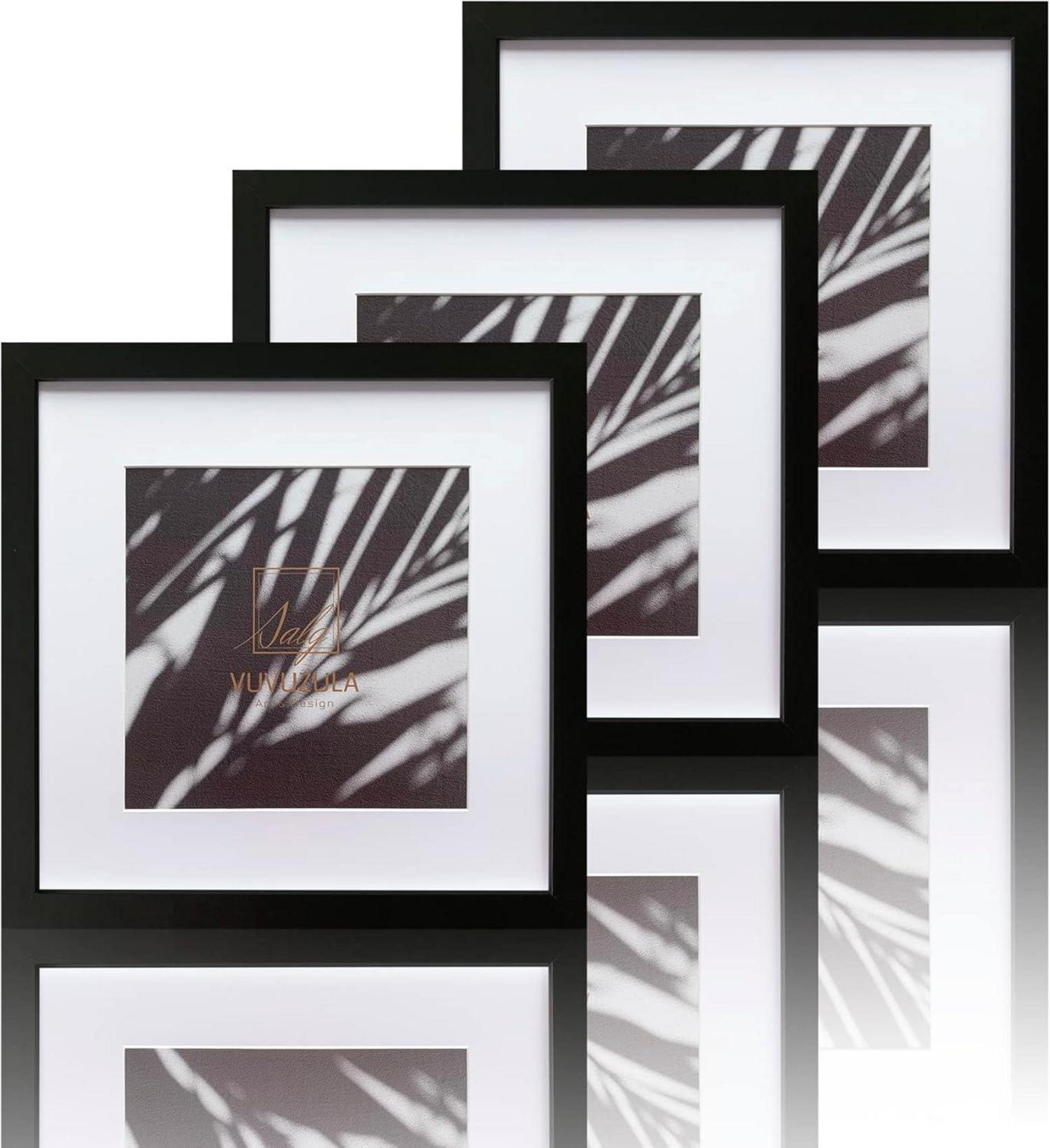 Bilderrahmen Schwarz Holz 30x30cm Fotorahmen Quadratisch 3er Set