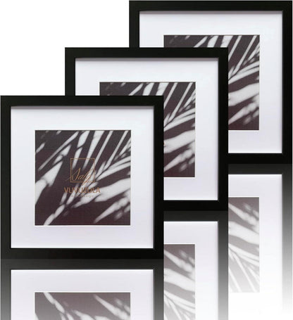 Bilderrahmen Schwarz Holz 30x30cm Fotorahmen Quadratisch 3er Set
