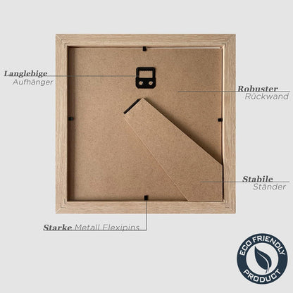 Bilderrahmen 20x20cm Natur Holz Quadratisch Fotorahmen MDF