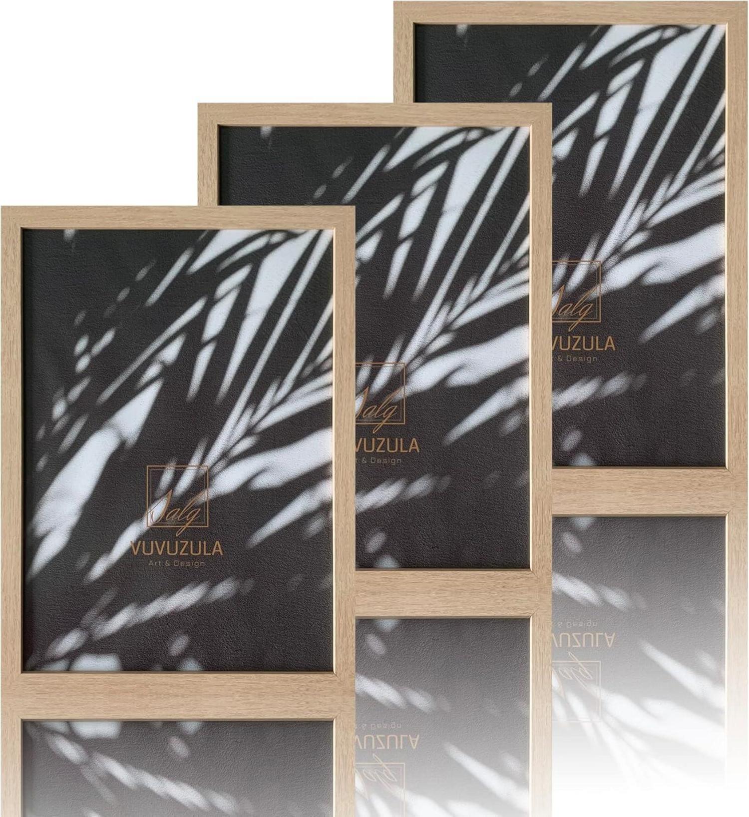 Bilderrahmen A3 Holz Fotorahmen Set 3er Natur AcrylglasSchutz
