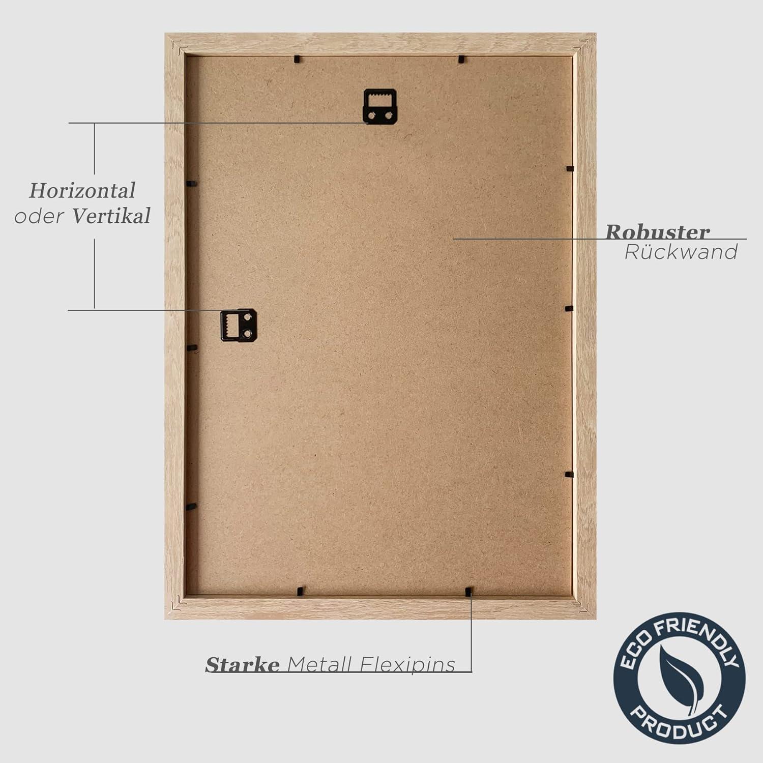 Bilderrahmen A3 Holz Fotorahmen Set 3er Natur AcrylglasSchutz
