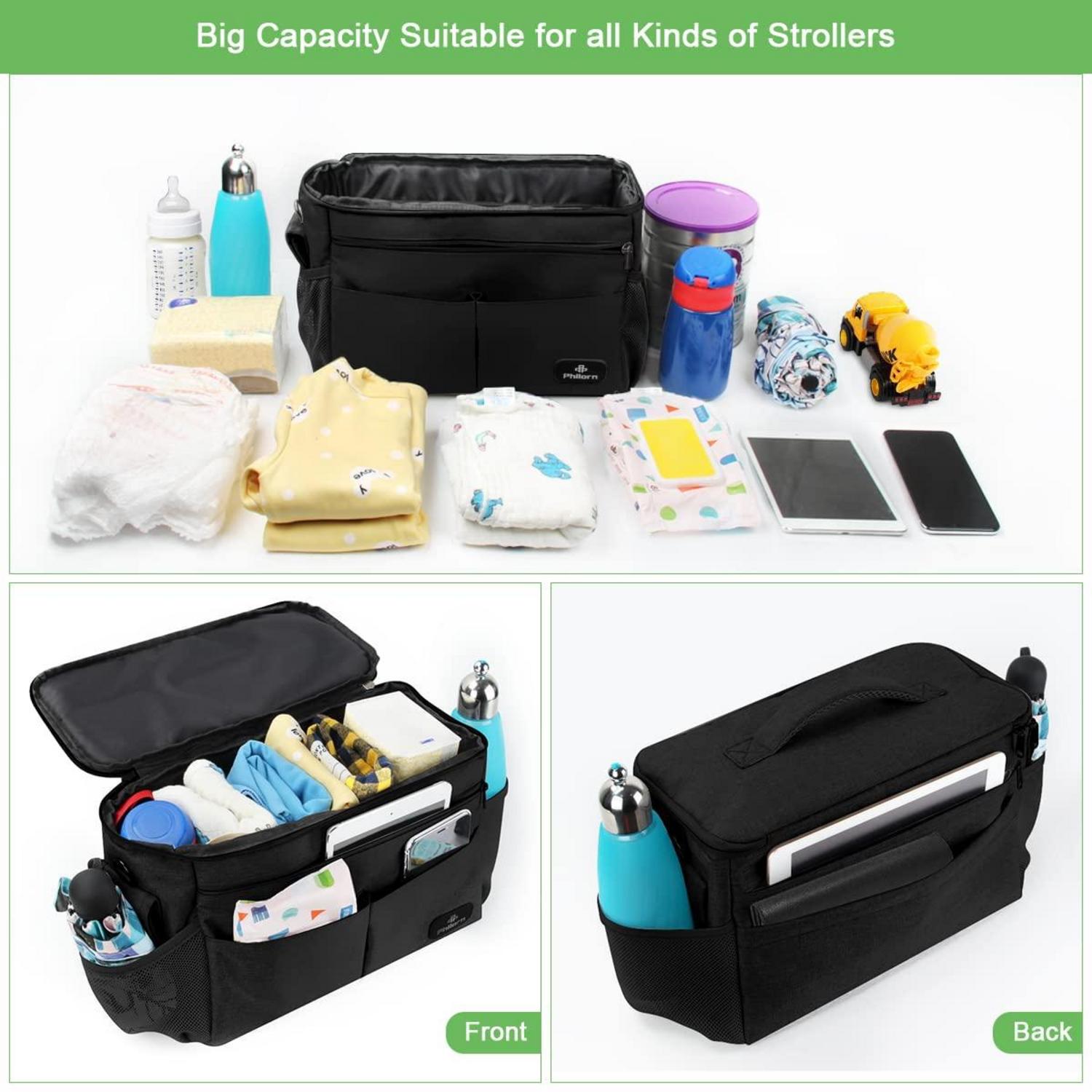 PHILORN Kinderwagen Organizer Isolierte Getränkehalter