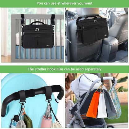 Kinderwagen Organizer Isolierte Getränkehalter Schwarz Wickeltasche
