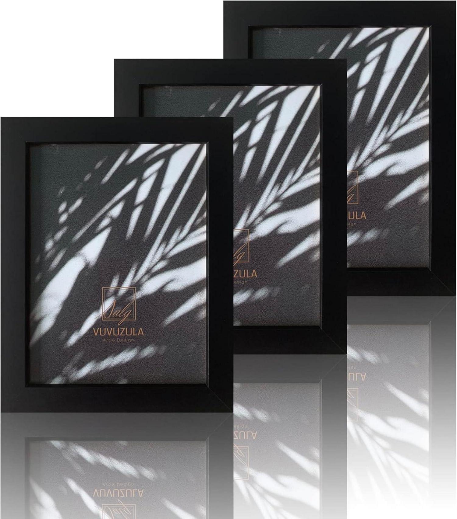 Schwarze Bilderrahmen 15x20cm Holz Fotorahmen Set 3er Schwarz